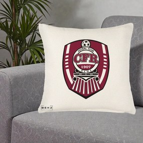 Perna Personalizata CFR Cluj Fotbal Club 1907, 40x40 cm, Crem Reliefat, Husa Detasabila, Perna Inclusa, BEKZ®