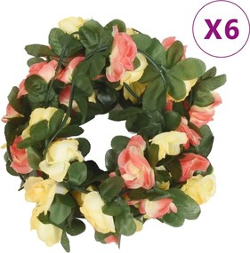 vidaXL Ghirlande flori, 6 buc., roșu apus de soare, 250 cm