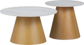 Set 2 Masute Cafea Sollar Piatra Sinterizata Finisaj Marmura