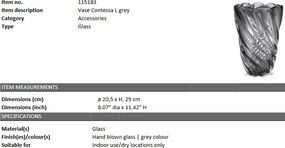 Vaza flori, Vas decorativ Contessa L, gri 115183 HZ