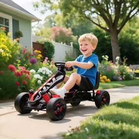 AIYAPLAY Kart cu Pedale pentru Copii, karting pentru copii 3-6 ani cu ambreiaj automat, frână, roți EVA antiderapante, roșu | Aosom Romania