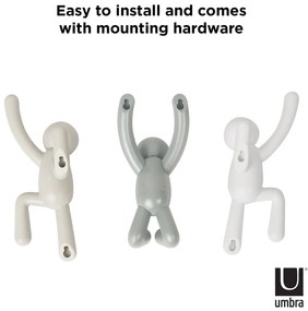 Cârlige 3 buc. de montat pe perete din plastic Buddy – Umbra