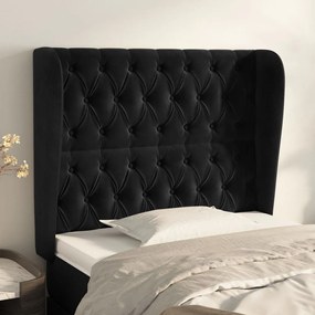 3118336 vidaXL Tăblie de pat cu aripioare, negru, 103x23x118/128 cm, catifea