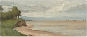 Tablou - Jean-Baptiste-Camille Corot, Beach Near Etretat, reproducere (120x50 cm)
