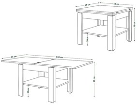 Măsuță de cafea pliabilă cu raft LIA alb