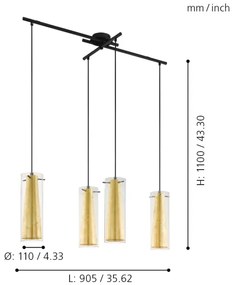 Eglo 97653 - Lustră pe cablu PINTO GOLD 4xE27/60W/230V