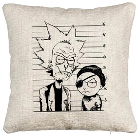 Perna Decorativa Canapea, Model Rick and Morty, 40x40 cm, Cu fermoar