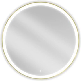Mexen Esso oglindă de baie iluminată, rotundă 90 cm, LED 6000K, anti-abur, ramă aurie - 9825-090-090-611-50