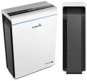 Purificator de aer Attractive Oberon 350, 85W, Pana la 65 m², 350 m³/h, 3 viteze, Wi-Fi, Ionizare, Senzori inteligenti, Telecomanda, Ecran tactil, Alb/Negru