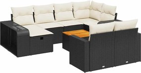 vidaXL Set canapele de grădină cu perne, 11 piese, negru, poliratan
