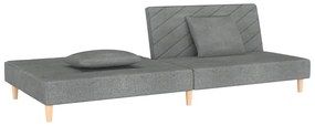 Canapea pat 2 locuri, 2 pernetaburet, gri deschis, textil Gri deschis, Cu scaunel pentru picioare