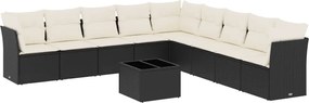 vidaXL Set canapele de grădină cu perne, 10 piese, negru, poliratan