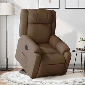 vidaXL Fotoliu electric rabatabil cu ridicare, maro, textil