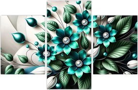 Tablou - Flori turcoaz 3D (90x60 cm)