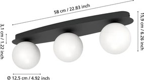 Eglo 902092 - Plafonieră LED pentru baie CASTROVIDO 3xG9/4,2W/230V IP44 neagră