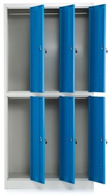 Dulap metalic - 6 cutii, 90 x 45 x 185 cm, incuietoare cu cilindru, albastru - ral 5012