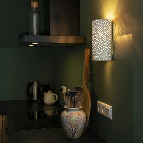 Aplică vintage albă din ipsos în formă de cilindru - Mahou