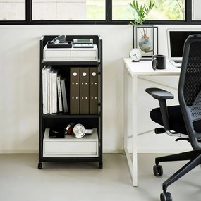 Etajeră pe roți neagră din metal 42x84,5x32 cm Tower – YAMAZAKI