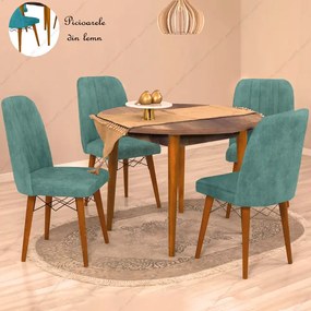 Masa bucatarie rotunda Brigitte, culoare nuc, 90 cm