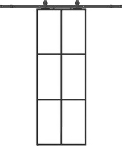 vidaXL Ușă glisantă cu set de feronerie neagră 76x205 cm Sticlă ESG