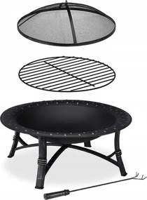 Foc de tabara metalic portabil FIREBOWL ∅ 90 cm, negru