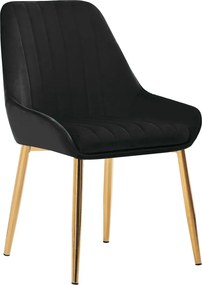Scaun PERLIA, negru/auriu, stofa catifelata/metal, 56x62x89 cm
