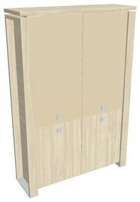 Dulap înalt Verno+ 140 x 46 x 210 cm, uși combinate, salcâm / vanilie