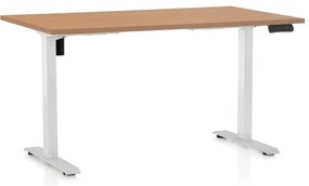 Masa inaltime reglabila OfficeTech B, 120 x 80 cm, bază albă, fag
