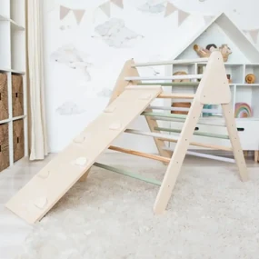 Triunghi Pikler montessori kaki cu rampa