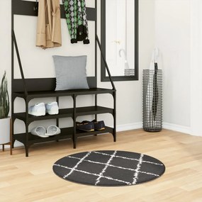 vidaXL Covor pufos &quot;PAMPLONA&quot; fire înalte negru/crem modern Ø 80 cm