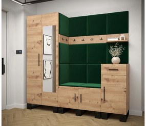 Set mobilier pentru hol Amanda 13 (Stejar artisan + verde). 1085971