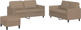vidaXL Set de canapele cu perne, 3 piese, cappuccino, piele ecologică