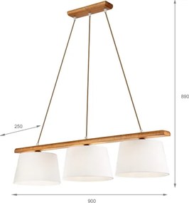 Pendul pe cablu AIDA 3xE27/60W/230V, Ø 25 cm, stejar