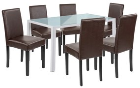 Set de masă Mira 6+1 alb-maro
