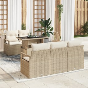 vidaXL Set de canapele pentru grădină cu pernă 6 pcs bej și crem