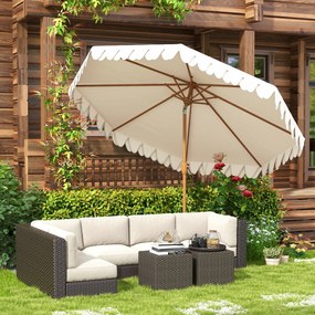 Outsunny Umbrelă de Grădină cu Deschidere cu Manivelă, Fald Dublu şi Înclinabil, 2.7x2.4 m, Alb Crem | Aosom Romania
