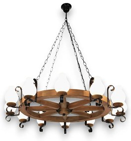 Candelabru rustic fabricat manual din lemn Roata 12L