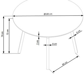 Masa de bucaterie Balrog rotunda, gri/negru
