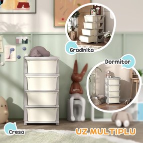HOMCOM Comodă 4 sert. Copii Crem | Aosom Romania