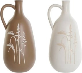 Set 2 vaze ceramice în formă de ulcior cu motive botanice, 15×14×30 cm, „Hierba"