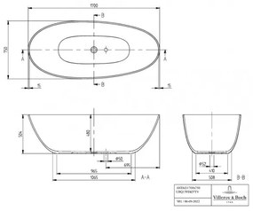 Cada free-standing, Villeroy&amp;Boch Antao, compozit Quaryl, 170x75cm, Alb Alpin, UBQ170TAO7TV-01