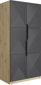 Dulap Asha 100 cm și mânere metalice - artisan / rivier piatra mat / mânere negre