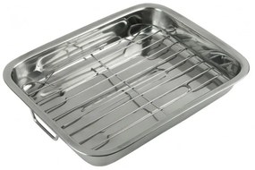 Tava pentru copt cu manere si gratar Kinghoff KH 1377, 36 cm, Gratar detasabil, Otel inoxidabil, Inox