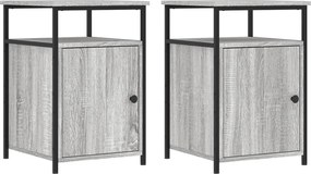 vidaXL Noptiere, 2 buc., gri sonoma, 40x42x60 cm, lemn prelucrat