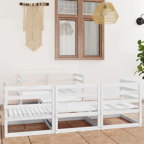 Set mobilier de gradina, 6 piese, alb, lemn masiv de pin Alb, 1, nu