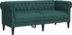 vidaXL Canapea Chesterfield cu 2 locuri, verde închis, material textil