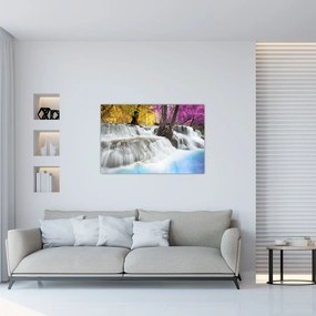 Tablou cu Erawan cascadă în pădure (90x60 cm)