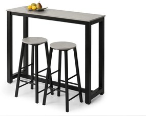 Set masă scaune pentru sufragerie Remma (beton + negru) (pentru 2 persoane). 1111872