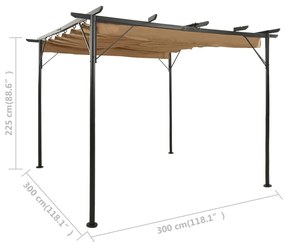 Pergola cu acoperis retractabil gri taupe 3x3 m otel 180 g m   1, Gri taupe