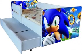 Pat Sonic cu sertar 2-9 ani ,saltea si husa cadou